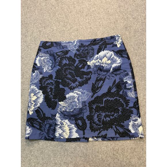 Women's Ann Taylor Blue Floral Botanical Mini Skirt Size 6P - Picture 2 of 6